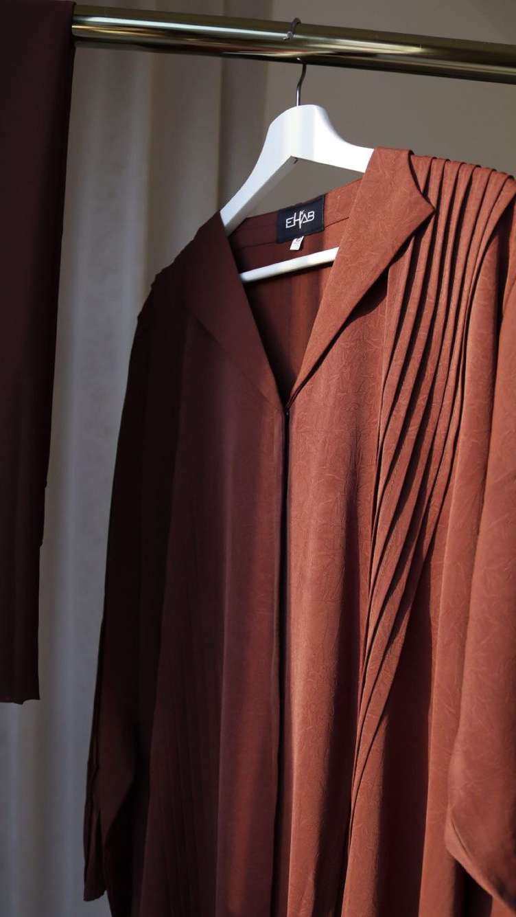 EHAB abaya draped in soft studio light